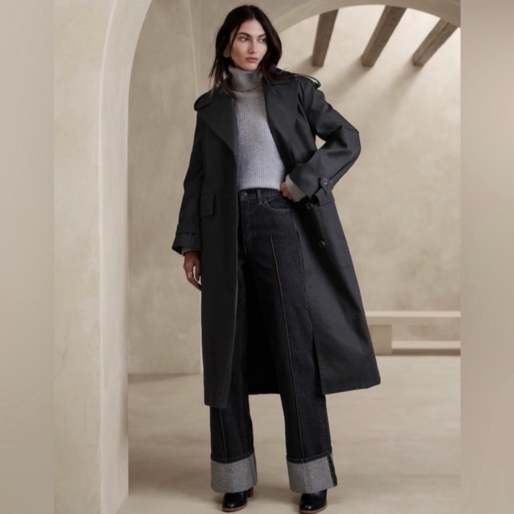 Banana Republic black Long Trench Coat
